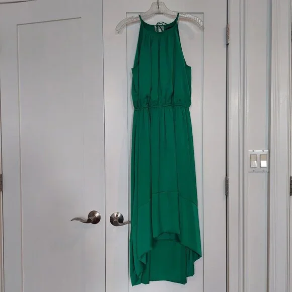 Banana Republic Size 2 Colorblock Elegant Emerald Green Formal Patio Dress - Picture 5 of 17